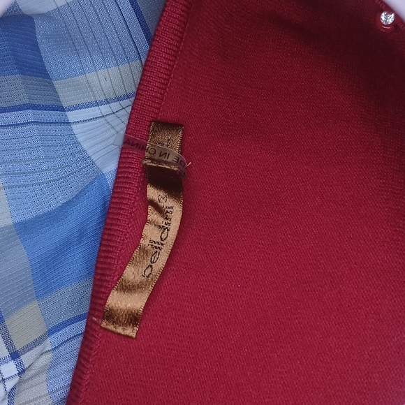 Red beautiful ribbed rhinestone sweater Belldini Size L - Picture 6 of 7